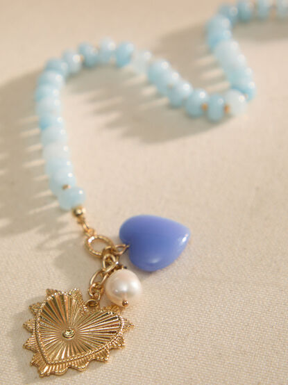 Blue Blossom Heart Necklace - TULLABEE