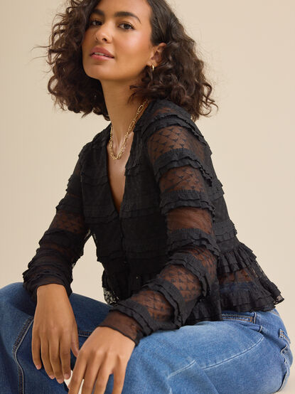 Wrennie Ruffle Mesh Top - TULLABEE