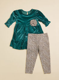 Flower Velvet Tunic and Leopard Leggings Set - TULLABEE