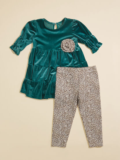 Flower Velvet Tunic and Leopard Leggings Set - TULLABEE