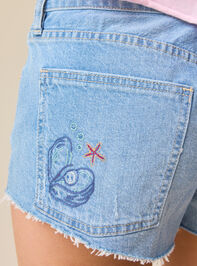 Isla Sea Embroidered Denim Short Detail 6 - TULLABEE