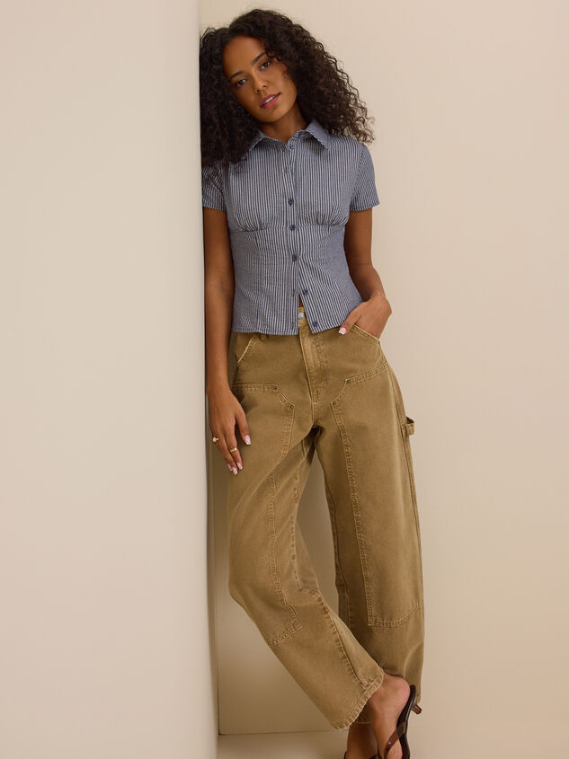 Penelope Stripe Button Up Top Detail 4 - TULLABEE