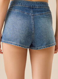 Fallon Denim Mini Skort Detail 5 - TULLABEE
