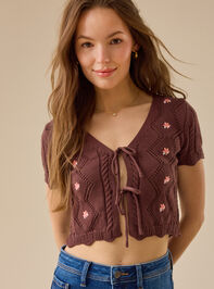Bella Embroidered Tie Front Top Detail 6 - TULLABEE