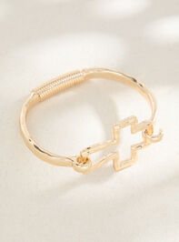Hammered Open Cross Hinge Bracelet Detail 2 - TULLABEE