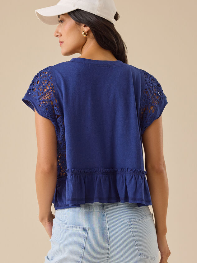 Micah Lace Peplum Top Detail 3 - TULLABEE