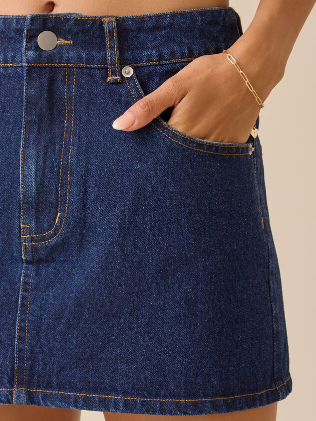 Britt Bow Denim Skirt Detail 7 - TULLABEE
