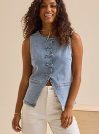 Willa Bow Denim Vest Detail 4 - TULLABEE