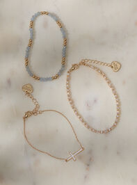 Enamel Cross Beaded Bracelet Set Detail 2 - TULLABEE