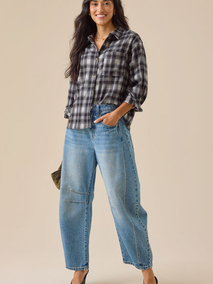 Gianna Plaid Button Up Top - TULLABEE