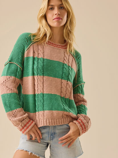 Cece Varsity Stripe Sweater - TULLABEE