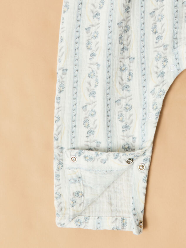 Kim Floral Stripe Daisy Jumpsuit Detail 3 - TULLABEE