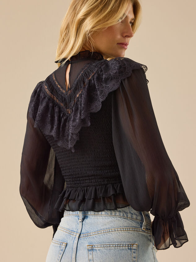 Genesis Lace Flowy Blouse Detail 2 - TULLABEE