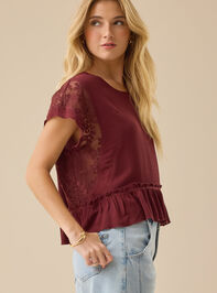 Micah Lace Inset Peplum Top - TULLABEE