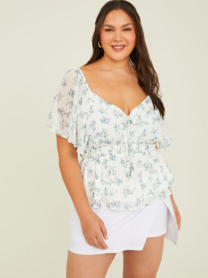 Olive Floral Babydoll Top - TULLABEE