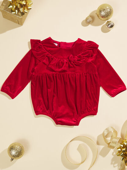 Perry Velvet Ruffle Bubble by MudPie - TULLABEE