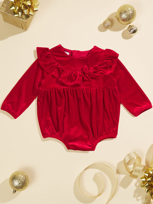 Perry Velvet Ruffle Bubble by MudPie Detail 2 - TULLABEE