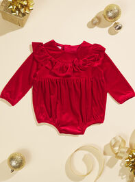 Perry Velvet Ruffle Bubble by MudPie Detail 2 - TULLABEE