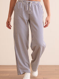 Unwind Striped Lounge Pants Detail 3 - TULLABEE