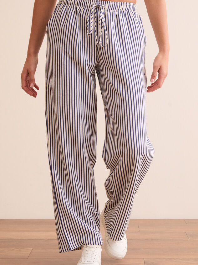 Unwind Striped Lounge Pants Detail 3 - TULLABEE