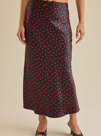 Heart Satin Midi Skirt Detail 2 - TULLABEE