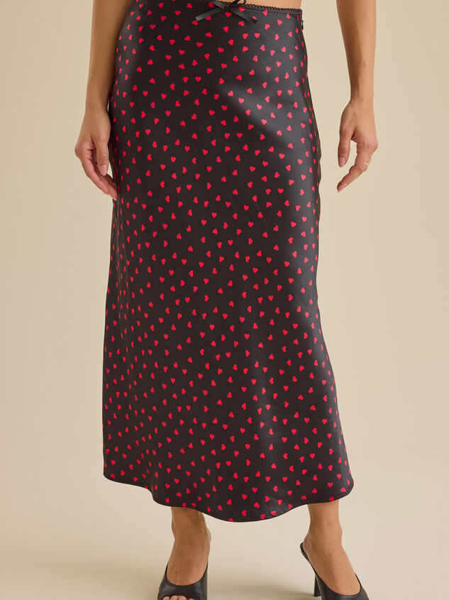 Heart Satin Midi Skirt Detail 2 - TULLABEE