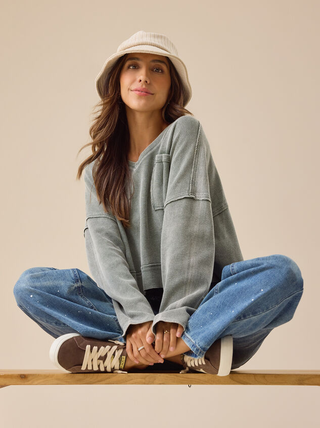 Cassidy Boxy Thermal Top Detail 2 - TULLABEE