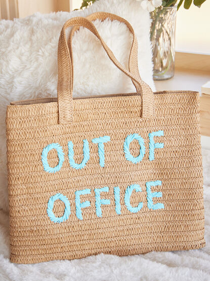 Out Of Office Straw Tote Bag - TULLABEE
