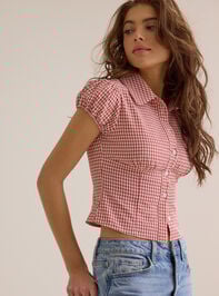 Bonnie Gingham Button Up Top Detail 3 - TULLABEE