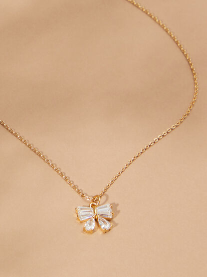 Crystal Bow Necklace - TULLABEE