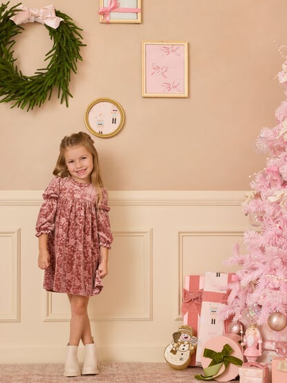 Julie Floral Velvet Toddler Dress - TULLABEE