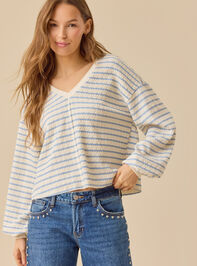 Raelynn V-Neck Striped Top Detail 2 - TULLABEE