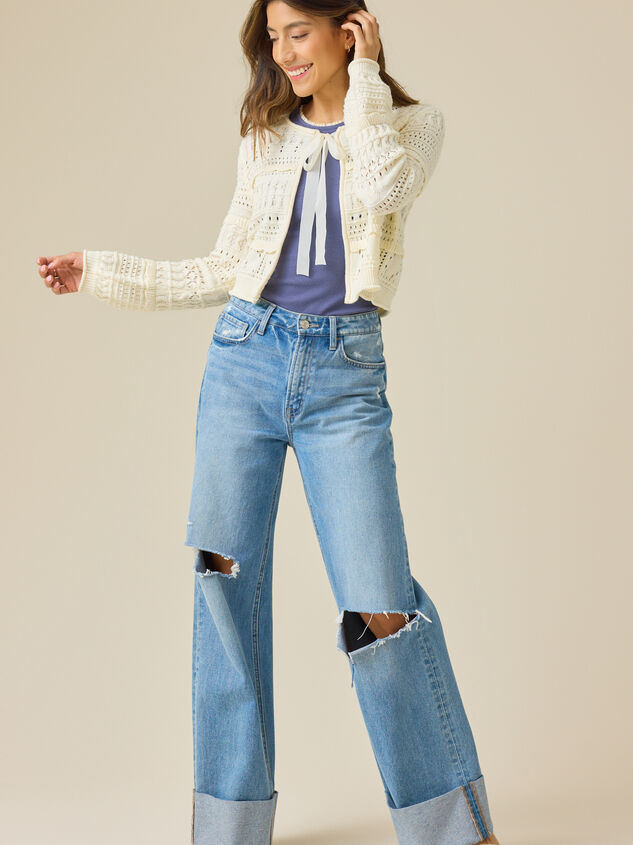 Elizabeth Pointelle Tie Front Top Detail 2 - TULLABEE