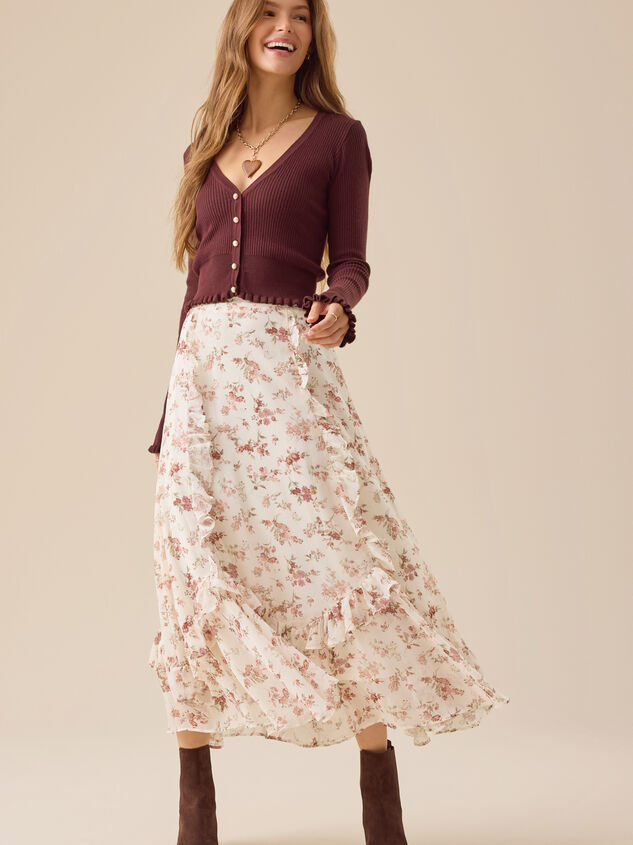 Olivia Mesh Ruffle Midi Skirt Detail 2 - TULLABEE