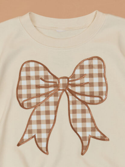 Gingham Bow Bubble Sweatshirt - TULLABEE