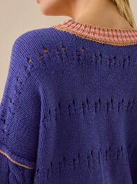 Cece Varsity Stripe Sweater Detail 8 - TULLABEE