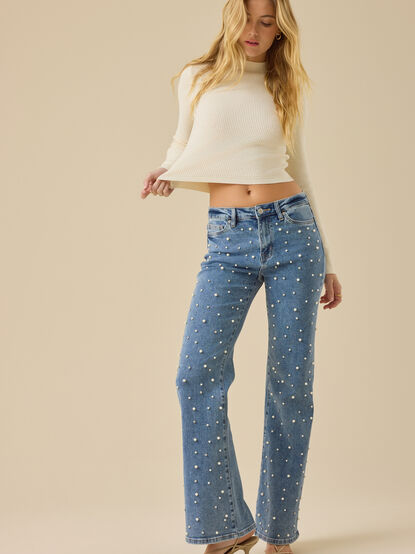 Karter Embellished Straight Leg Jeans - TULLABEE