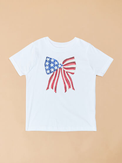 American Bow Sequins Graphic Tee - TULLABEE