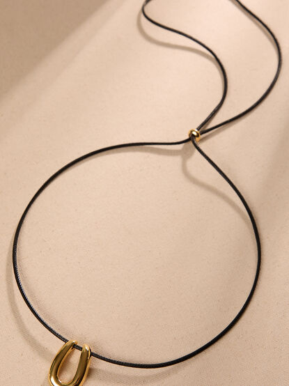 Golden Accent Cord Necklace - TULLABEE