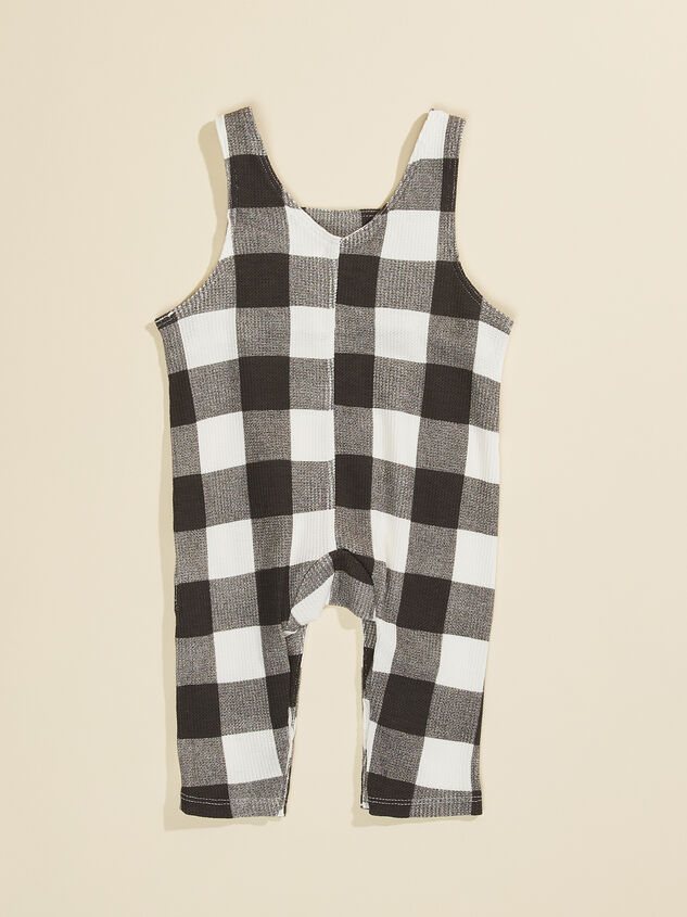 Buffalo Plaid Thermal Overalls Detail 2 - TULLABEE