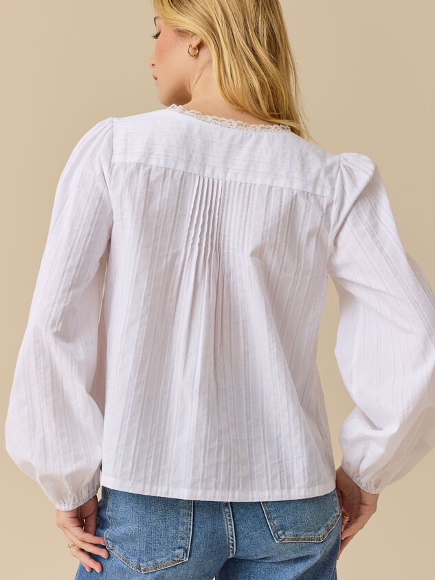 Kate Pleated Button Front Top Detail 3 - TULLABEE