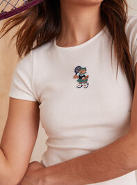 Tennis Bear Baby Tee Detail 2 - TULLABEE