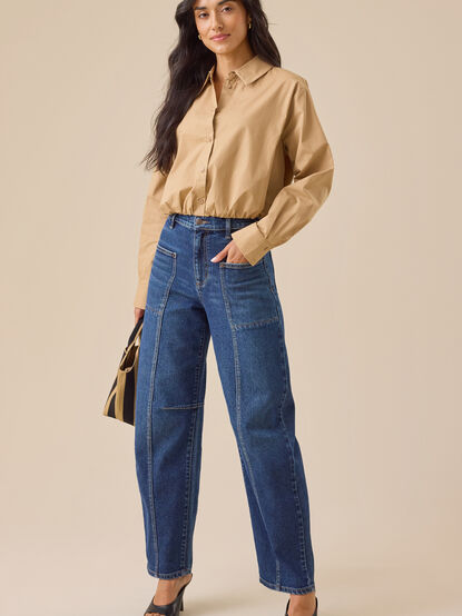 Teagan Banded Hem Button-Up - TULLABEE