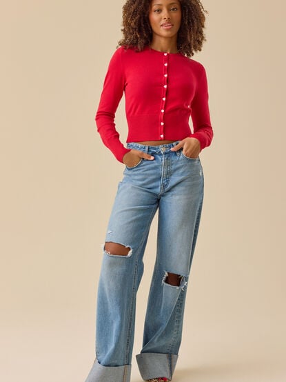 Amaya Heart Button Cardigan - TULLABEE