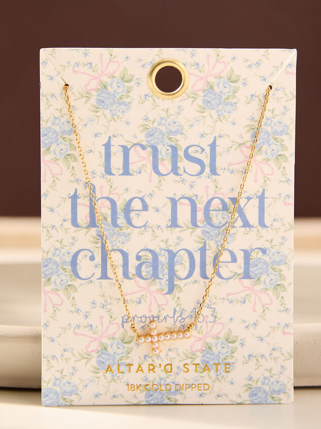 Trust The Next Chapter Pearl Cross Necklace - TULLABEE