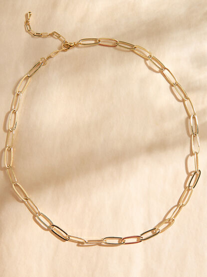 18K Gold Dipped Paperclip Chain Choker Necklace - TULLABEE