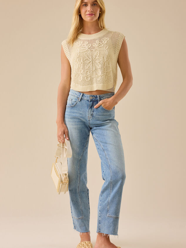 Emilia Embroidered Knit Vest Detail 2 - TULLABEE