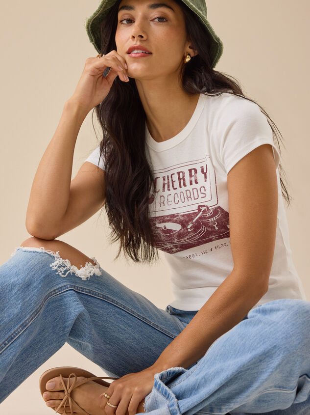Cherry Records Baby Tee Detail 3 - TULLABEE