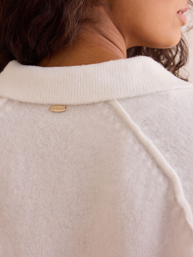 Cozy Compass Striped Collared Pullover Detail 6 - TULLABEE