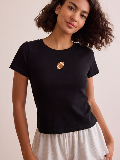 Embroidered Football Baby Tee - TULLABEE